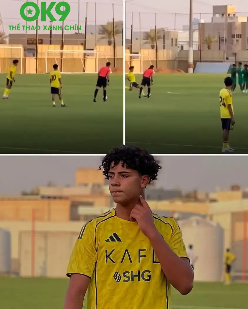 Con trai Ronaldo lại khiến cả thế giới nhắc đến với siêu phẩm đá phạt. Ảnh: Onefootball Con trai Ronaldo lại khiến cả thế giới nhắc đến với siêu phẩm đá phạt. Ảnh: Onefootball